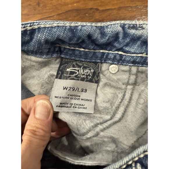 Silver Jeans Women Size 29X33 Embellished Pockets Stretch Denim Blue Jeans - Picture 6 of 6